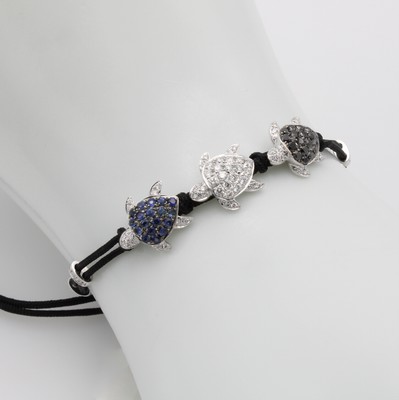 26798379a - Shamballa-Armband "Schildkröten" mit Saphiren,Diamanten und Brillanten