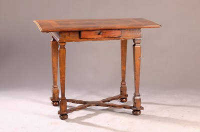 Image Baroque table, around 1750, walnut veneer, fine inlays made of various woods, beautiful ...