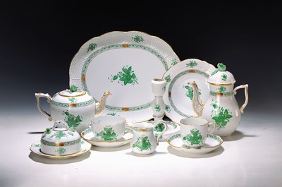 Image Breakfast service Apponyi green, Herend, Hungary, 20th century, porcelain, hand- painted, ...