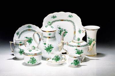 Image Coffee/tea service for 6 people, Herend, Apponyi green, 20th century, coffee pot, teapot, ...