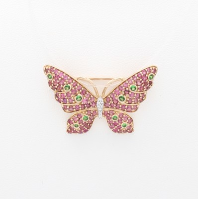 Image Brosche "Schmetterling" mit Farbsteinen und Brillanten