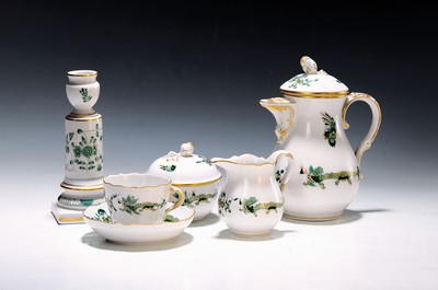 Image Mocha service, Meissen, 20th century, 1st choice, rich dragon decoration in green and ...