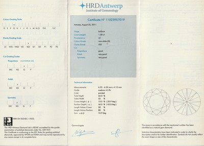 26799103a - 18 kt Gold Brillant-Ohrstecker, WG 750/000,2 Brillanten zus. ca. 2.01 ct feines ...