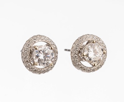 Image Pair of 18 kt gold brilliant-earrings , WG 750/000, 2 brilliants total approx. 1.25 ct ...