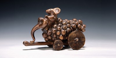 Image Gernot Rumpf, born 1941 Kaiserslautern, mouse with grape cart, bronze, monogram, ...