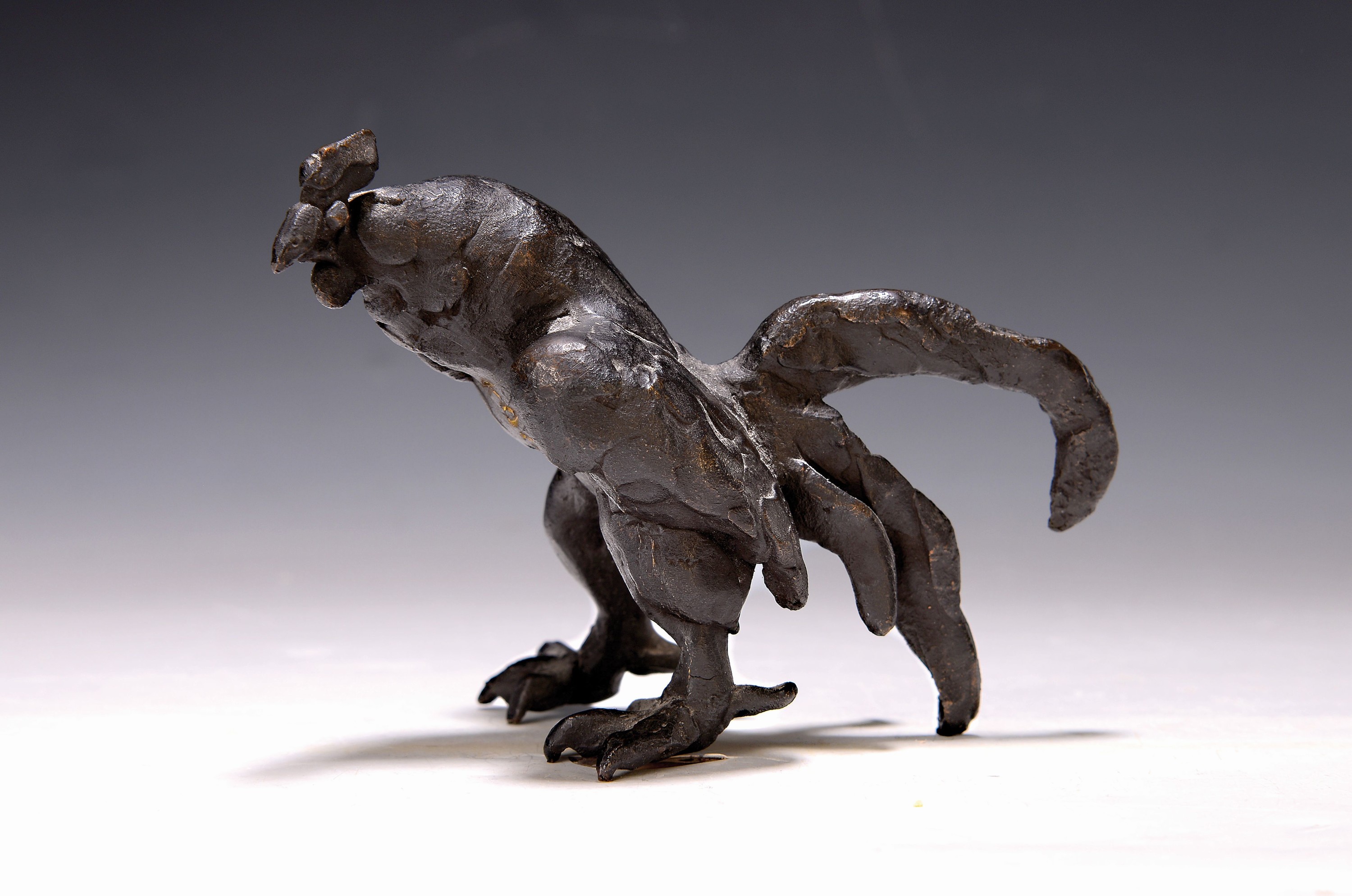 Detail k: Erich Koch, 1924 Roßbach/Pfalz-2014 München,Hahn, Bronzeskulptur, sign. Koch, H. ca. 12cm