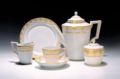 Image Coffee service, KPM Berlin, Kurland, porcelain, white with gold decoration, coffee pot, ...