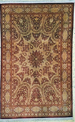 Image Qum silk fine, Persia, end of 20th century, pure natural silk, approx. 151 x 96 cm, ...