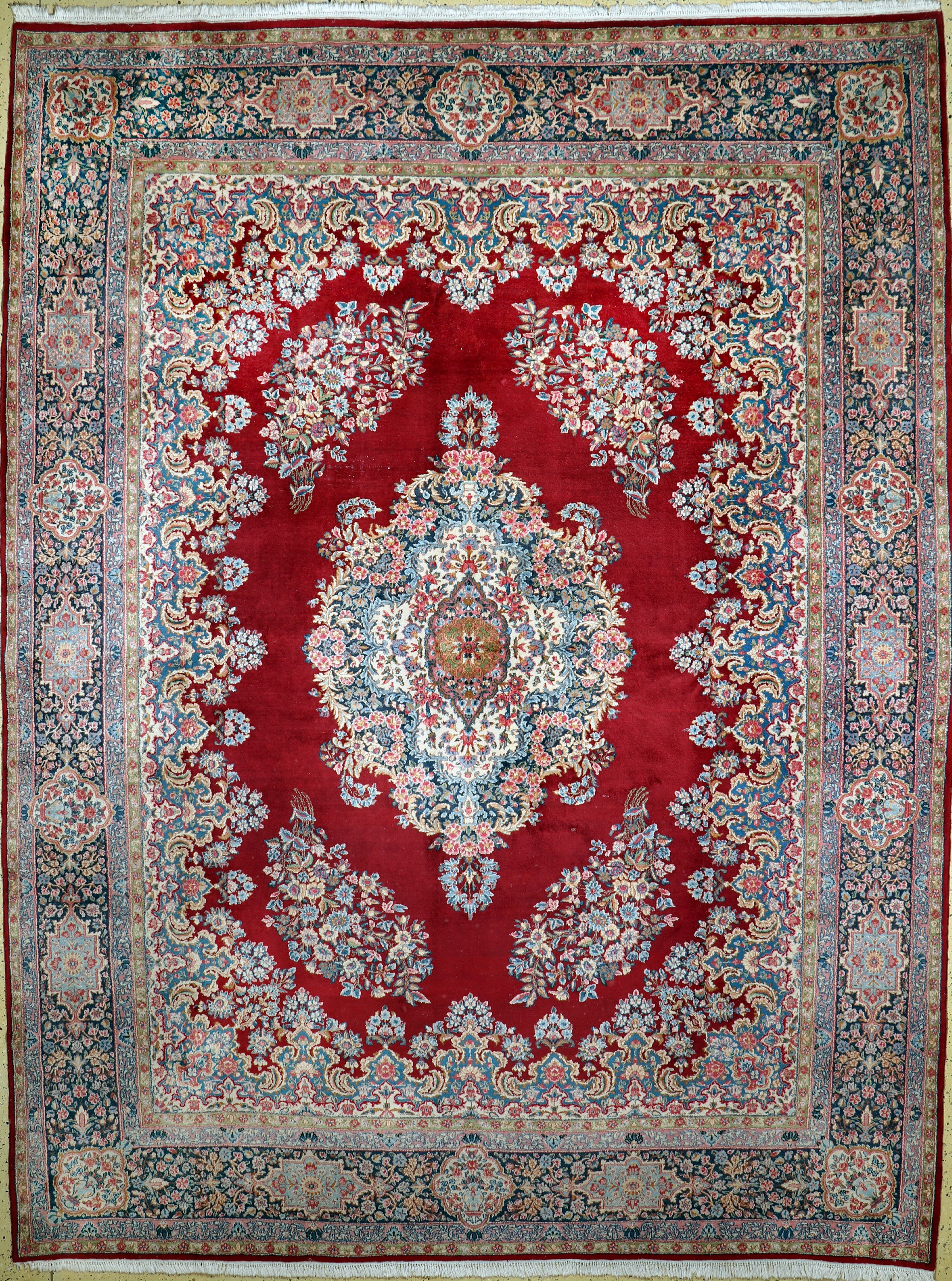 Kerman"Laver"fein, Persien, Mitte 20.Jhd, Korkwolle auf Baumwolle, ca. 391 x 295 cm, EHZ: 2-3