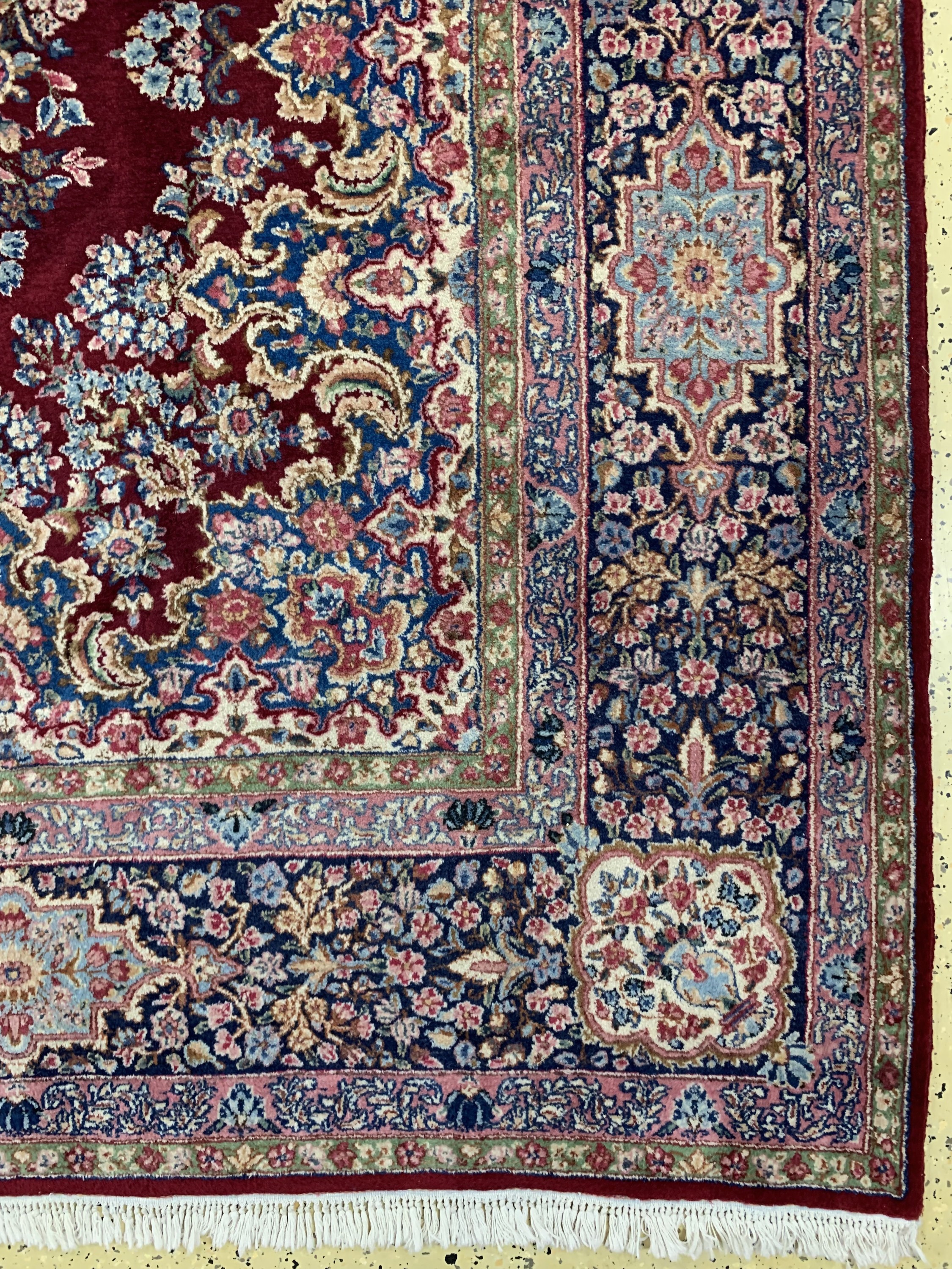 Detail a: Kerman"Laver"fein, Persien, Mitte 20.Jhd, Korkwolle auf Baumwolle, ca. 391 x 295 cm, EHZ: 2-3