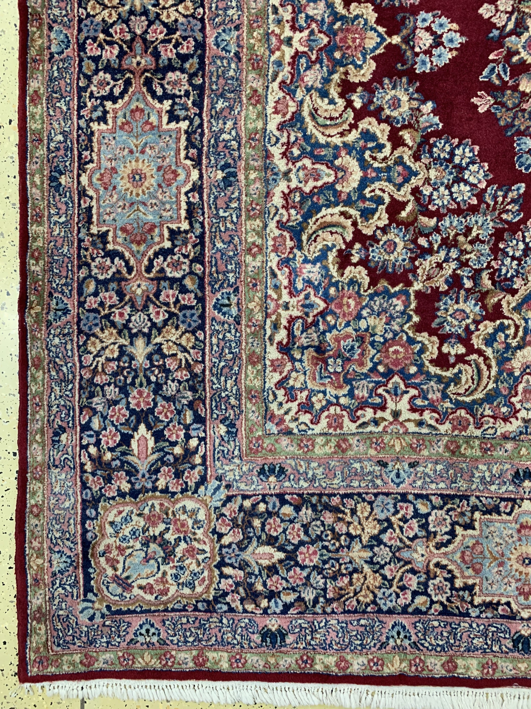 Detail b: Kerman"Laver"fein, Persien, Mitte 20.Jhd, Korkwolle auf Baumwolle, ca. 391 x 295 cm, EHZ: 2-3