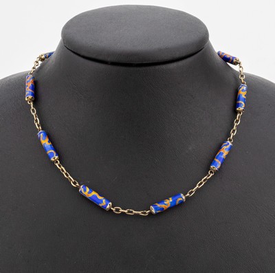 Image Chain with enamel , 1950s, silver gold plated, enamel-bars with royal-blue and ...