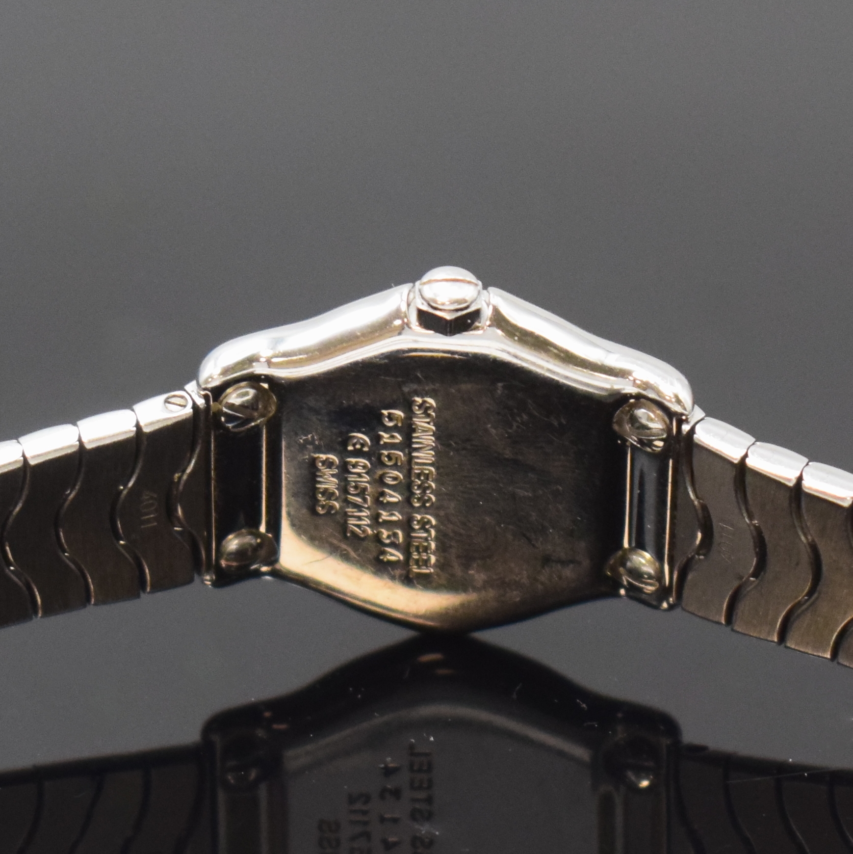 Detail c: EBEL Damenarmbanduhr Classic Sport Lady mit Diamantbesatz Referenz 9157112, Schweiz um 1990, Edelstahlgeh. inkl. Wellengliederband m. Faltschl., ...