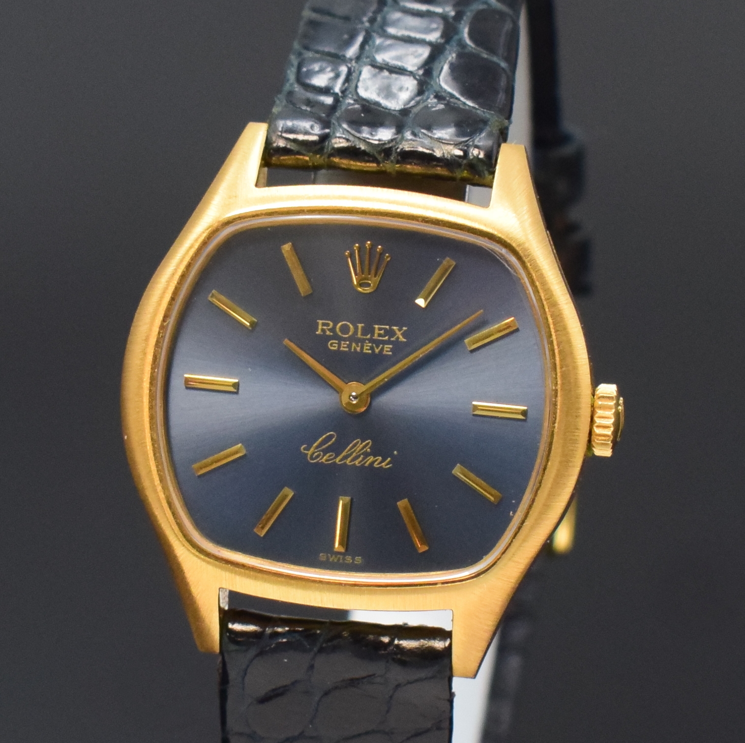 Detail a: ROLEX Cellini Damenarmbanduhr in GG 750/000 Referenz 3801, Handaufzug, Schweiz 1970er Jahre, 2-teil. Geh. inkl. orig. Lederband m. verg. orig. ...