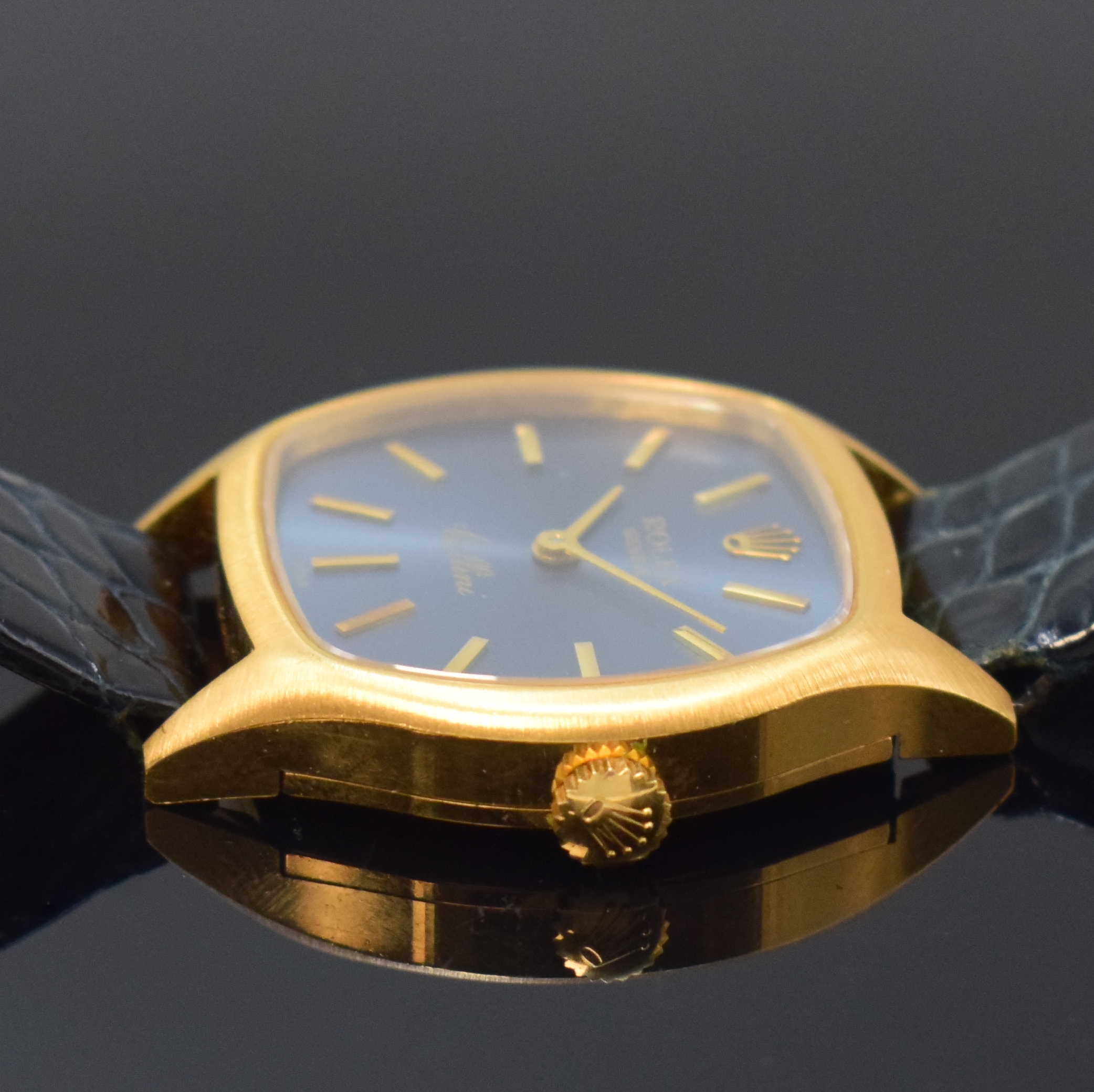 Detail c: ROLEX Cellini Damenarmbanduhr in GG 750/000 Referenz 3801, Handaufzug, Schweiz 1970er Jahre, 2-teil. Geh. inkl. orig. Lederband m. verg. orig. ...