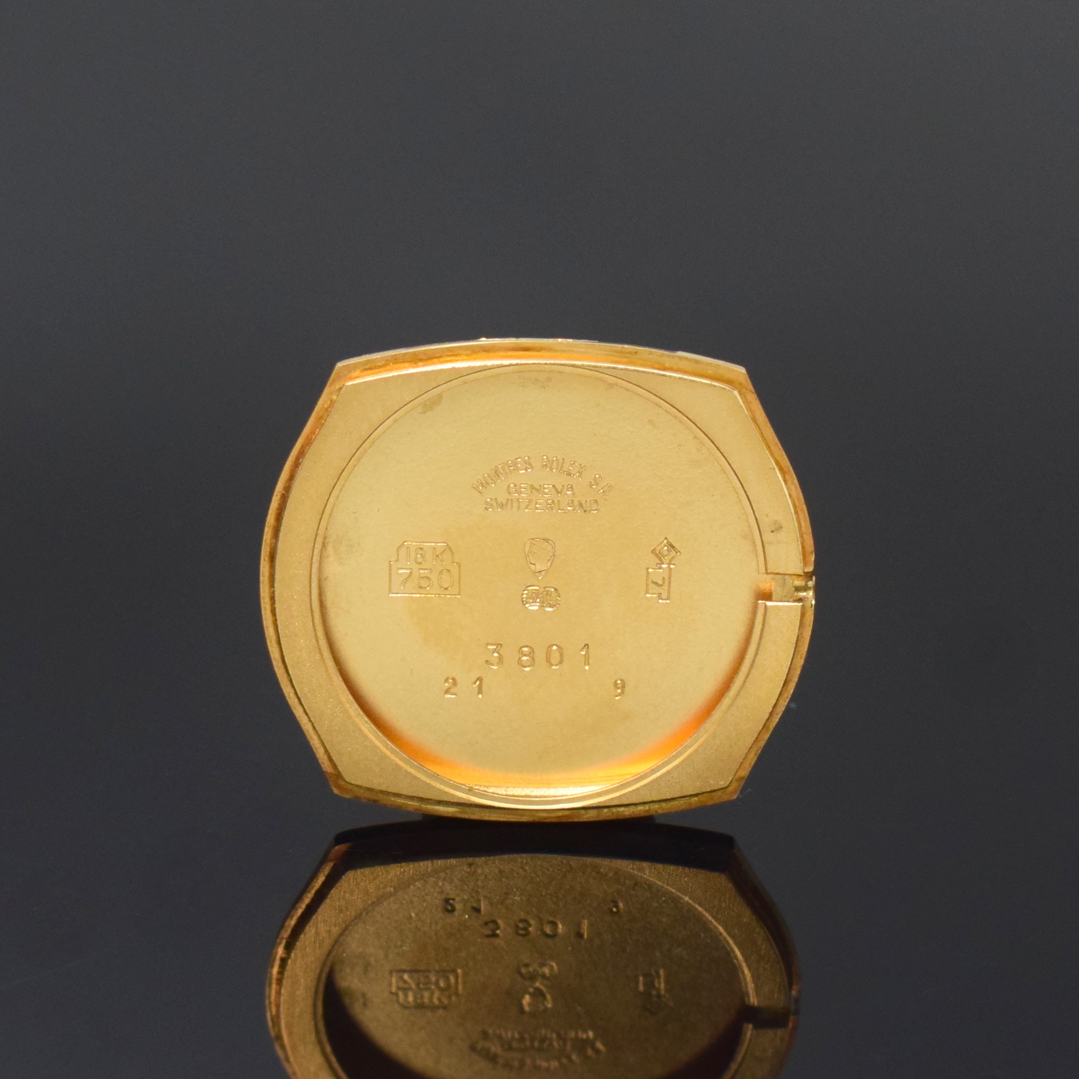 Detail f: ROLEX Cellini Damenarmbanduhr in GG 750/000 Referenz 3801, Handaufzug, Schweiz 1970er Jahre, 2-teil. Geh. inkl. orig. Lederband m. verg. orig. ...