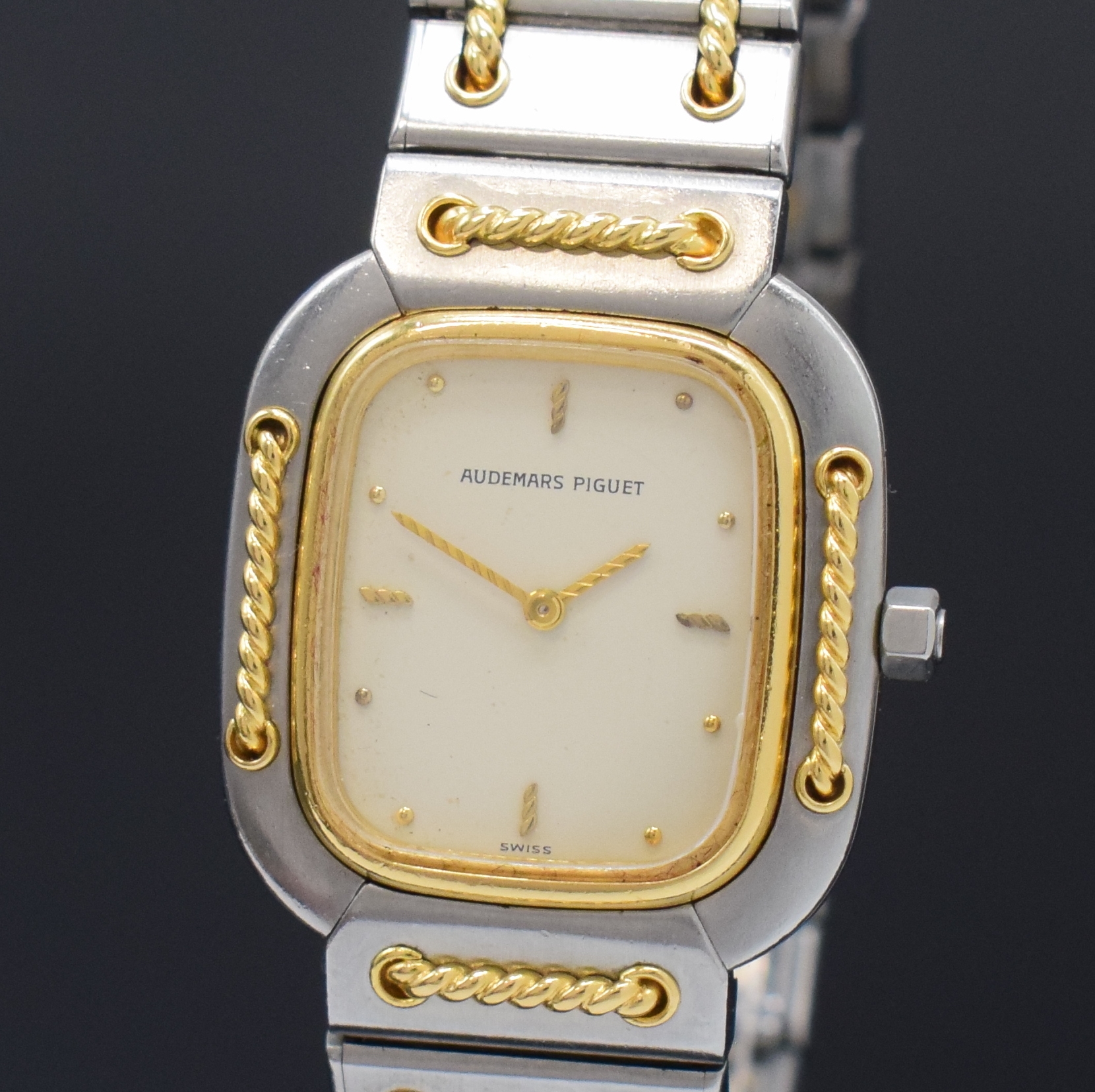 Detail a: AUDEMARS PIGUET Damenarmbanduhr "Lady Rope" Creation Cord'or Referenz SA 6050.592, Schweiz 1980er Jahre, Edelstahl/GG 750/000 ...