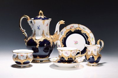 Image Coffee service, B-shape cobalt blue, Meissen, 20th century, mostly 2nd choice, porcelain, ...