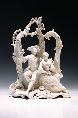 Image Porcelain group, gallant winemaker couple under a rocaille arbor, Nymphenburg, based on ...