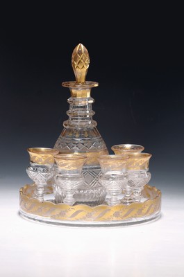 Image Liqueur set, Bohemian, 1st half of the 20th century, crystal glass, ground and cut, gold ...