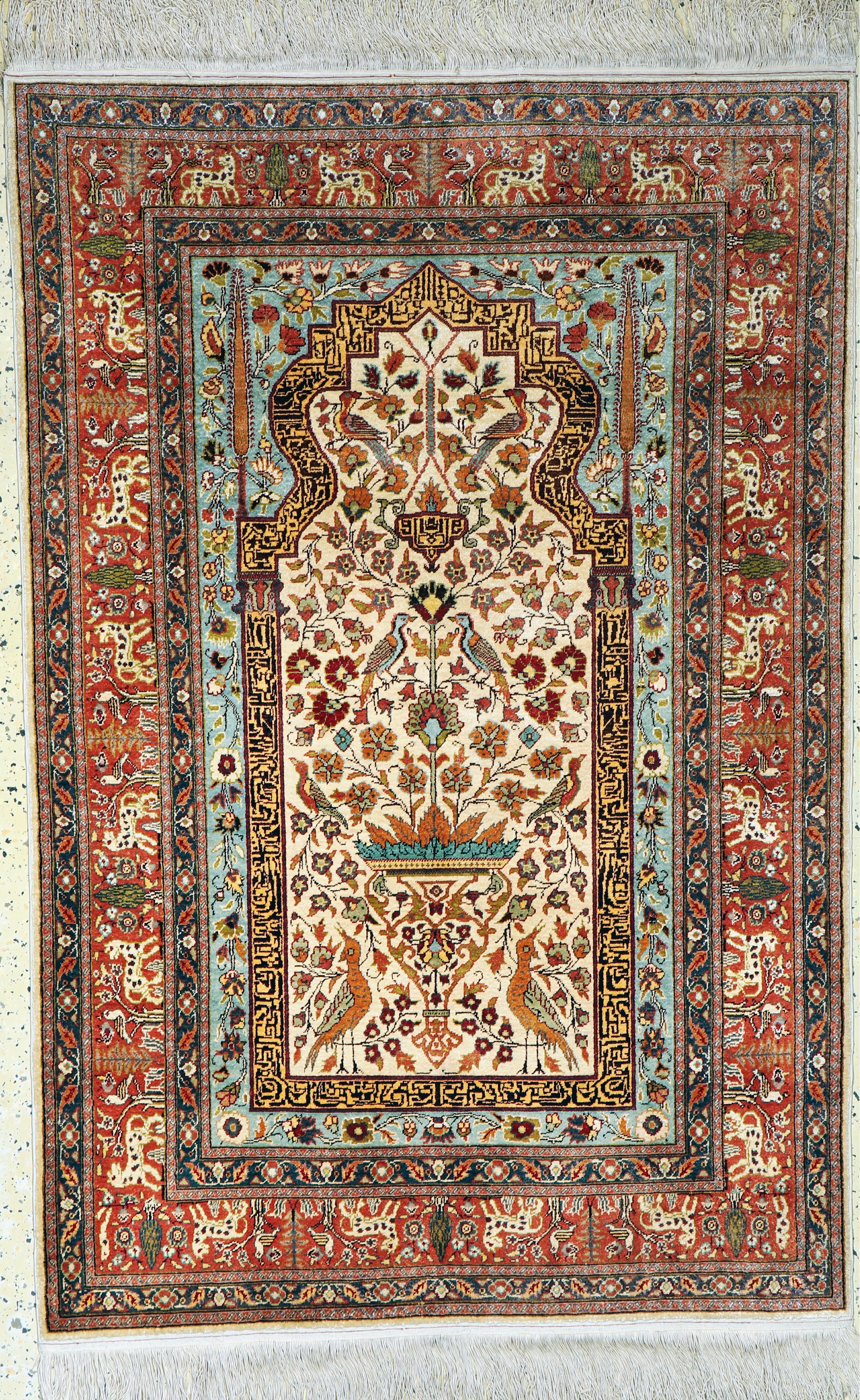Kayseri Seide, Türkei, Anfang 20.Jhd, reineNaturseide, ca. 152 x 102 cm, EHZ: 1-2