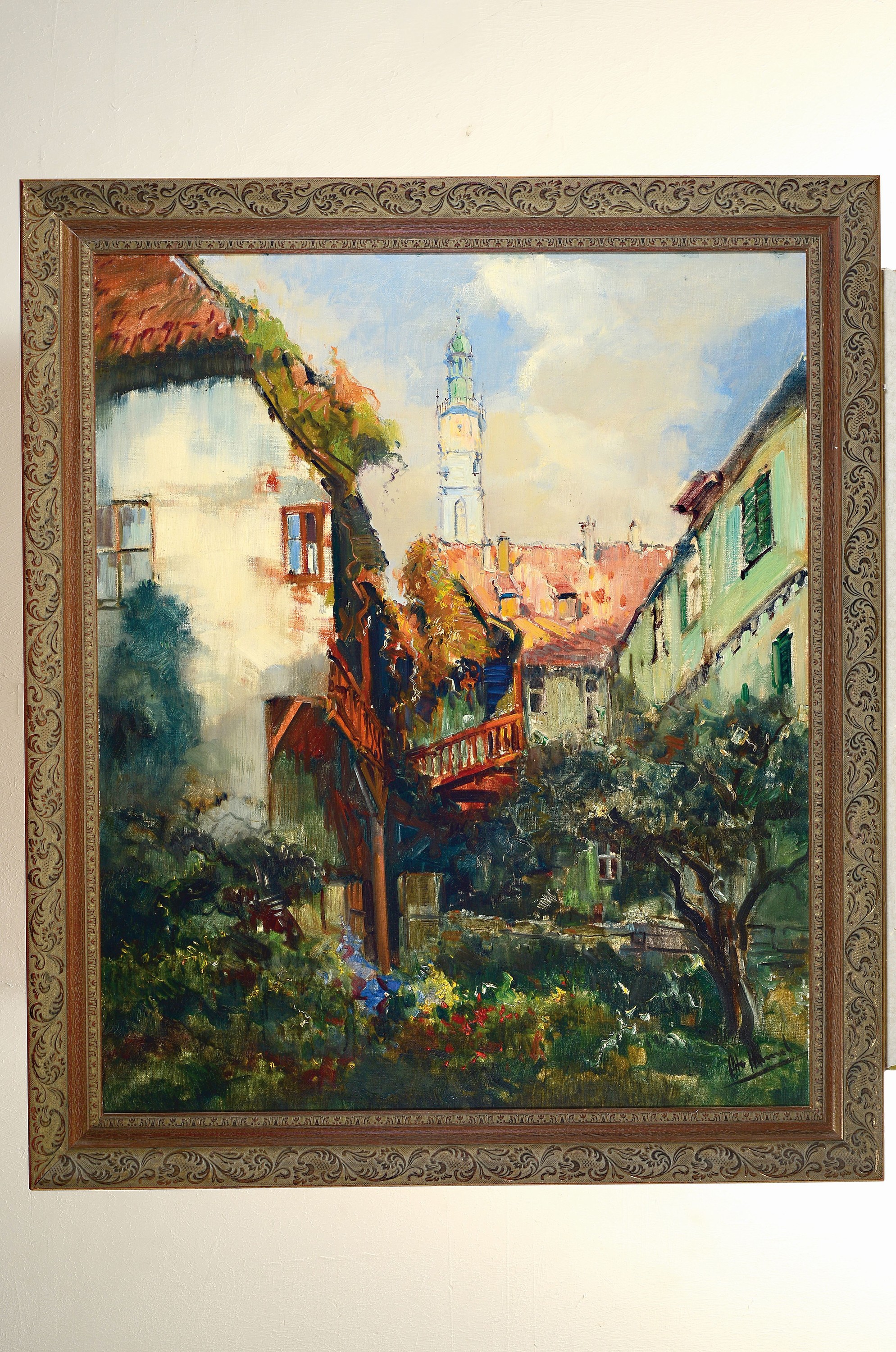 Detail k: Otto Hamel, 1866 Erfurt-1950 Lohr am Main, Blick in einen Hinterhofgarten, Öl/Lwd, rechts unten signiert, ca. 85x70cm, R. ca. 98x82cm