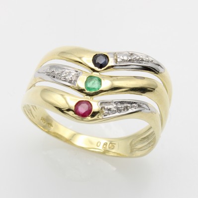 Image 26800975 - Ring mit Rubin, Saphir, Smaragd und Diamanten