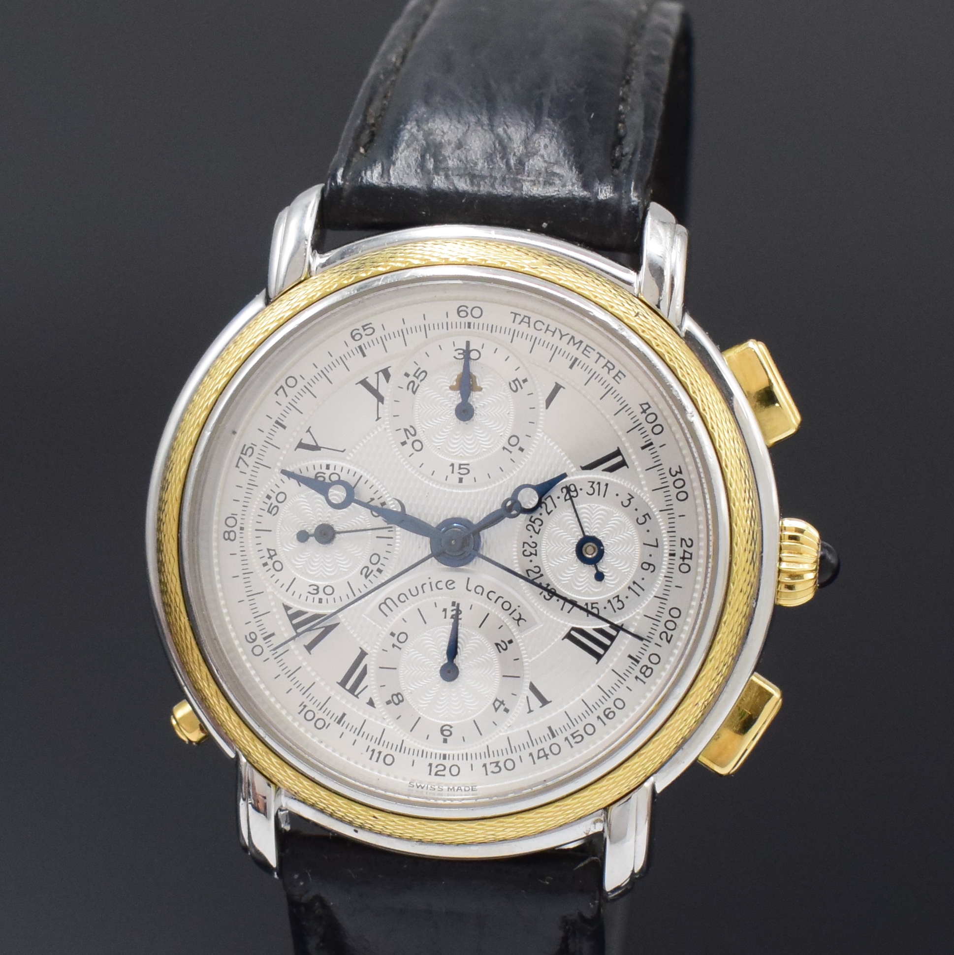 Detail a: MAURICE LACROIX auf 999 Stück limitierter Armbandchronograph Masterpiece Rattrapante in Stahl/Gold, Schweiz um 1995, Automatik, beids. vergl. Boden, ...
