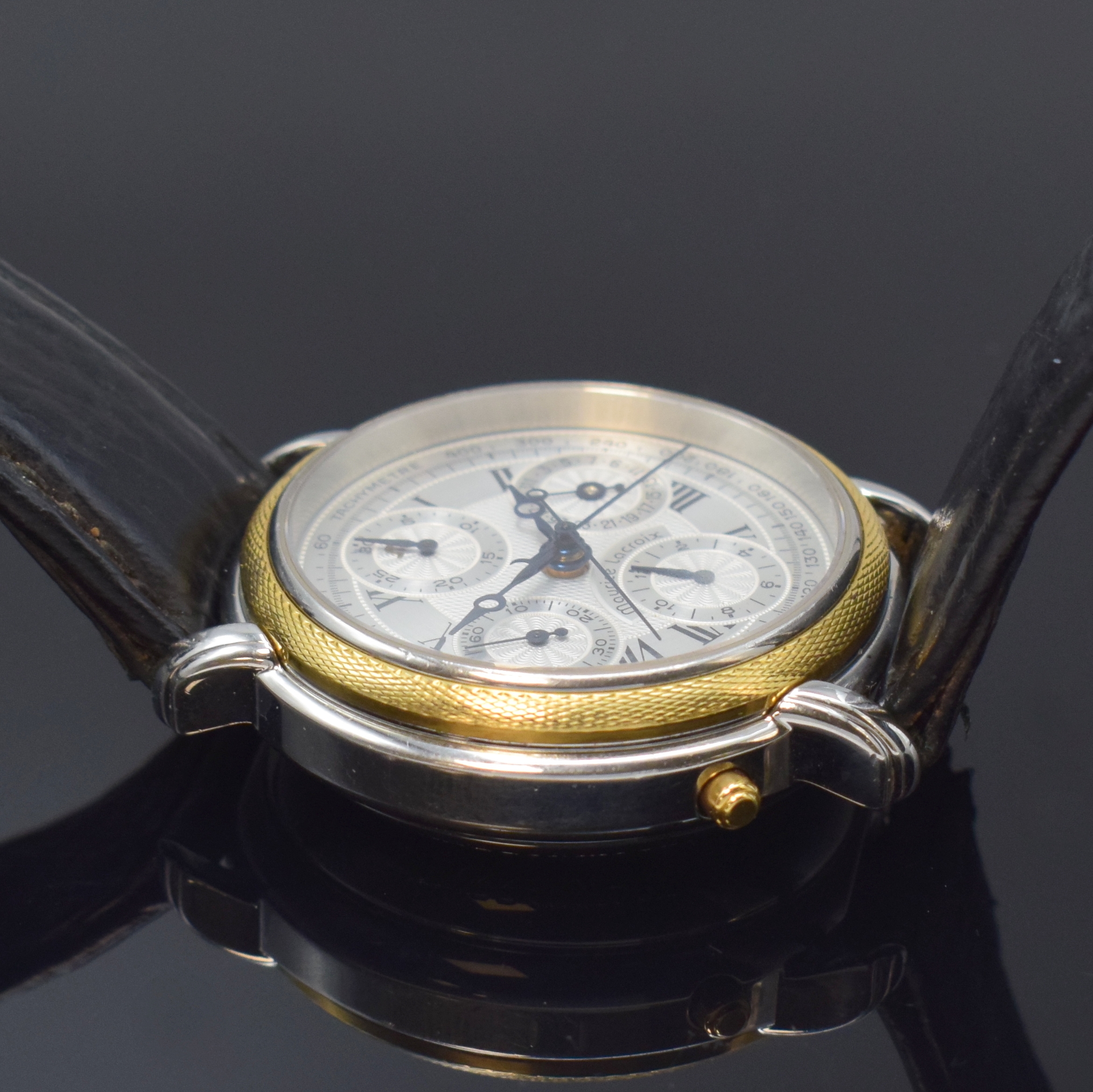 Detail d: MAURICE LACROIX auf 999 Stück limitierter Armbandchronograph Masterpiece Rattrapante in Stahl/Gold, Schweiz um 1995, Automatik, beids. vergl. Boden, ...