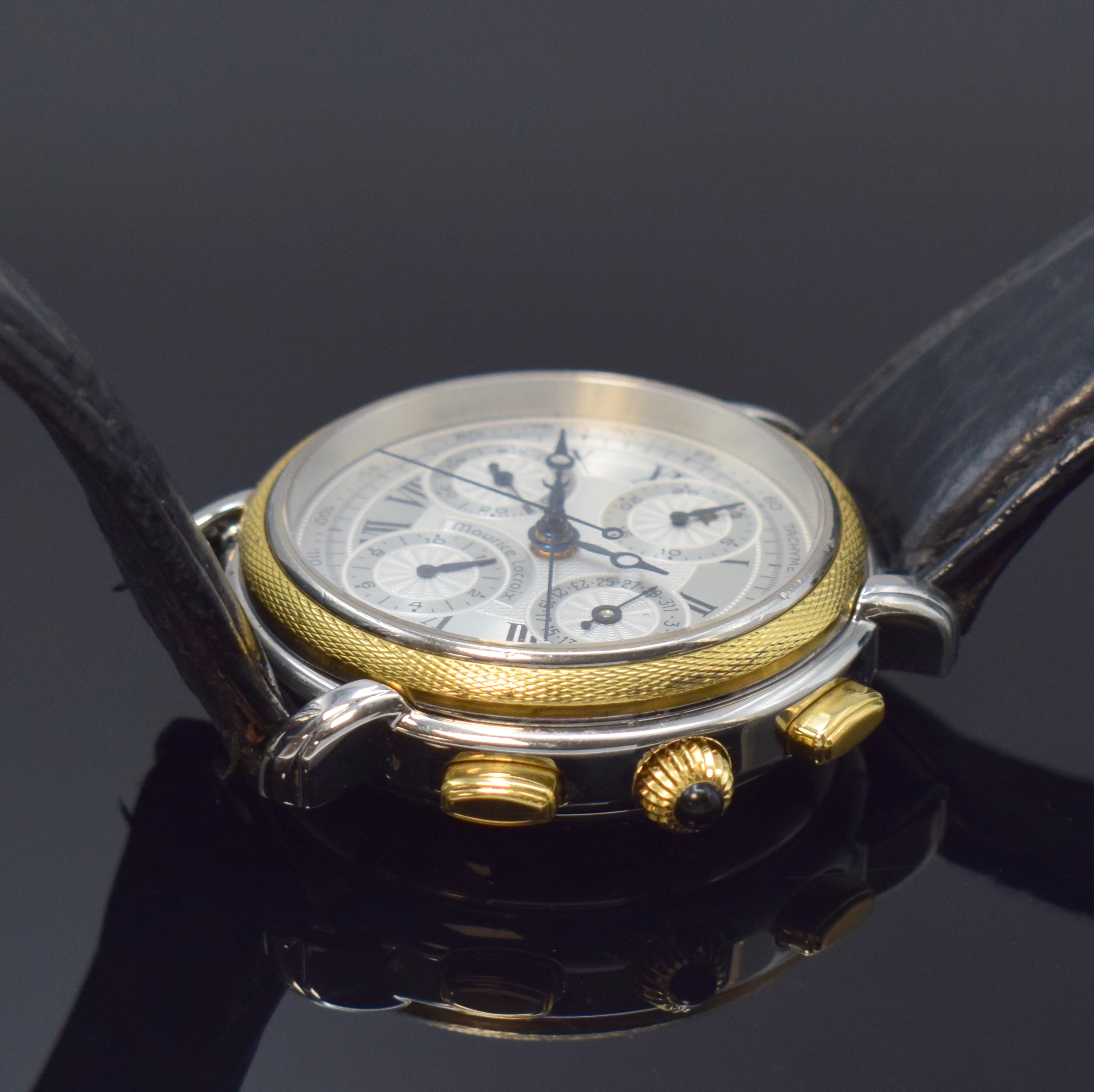 Detail e: MAURICE LACROIX auf 999 Stück limitierter Armbandchronograph Masterpiece Rattrapante in Stahl/Gold, Schweiz um 1995, Automatik, beids. vergl. Boden, ...