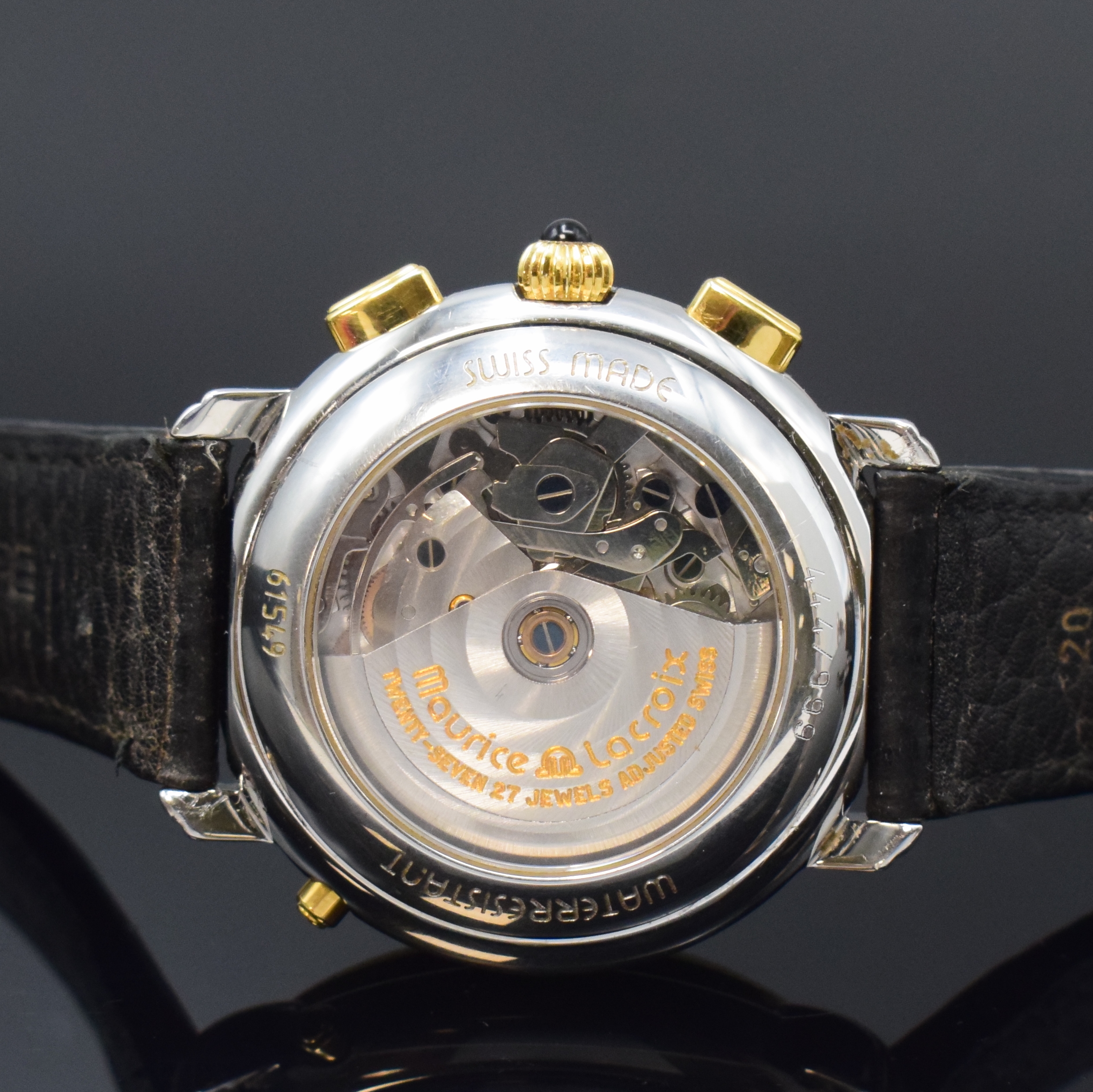 Detail f: MAURICE LACROIX auf 999 Stück limitierter Armbandchronograph Masterpiece Rattrapante in Stahl/Gold, Schweiz um 1995, Automatik, beids. vergl. Boden, ...