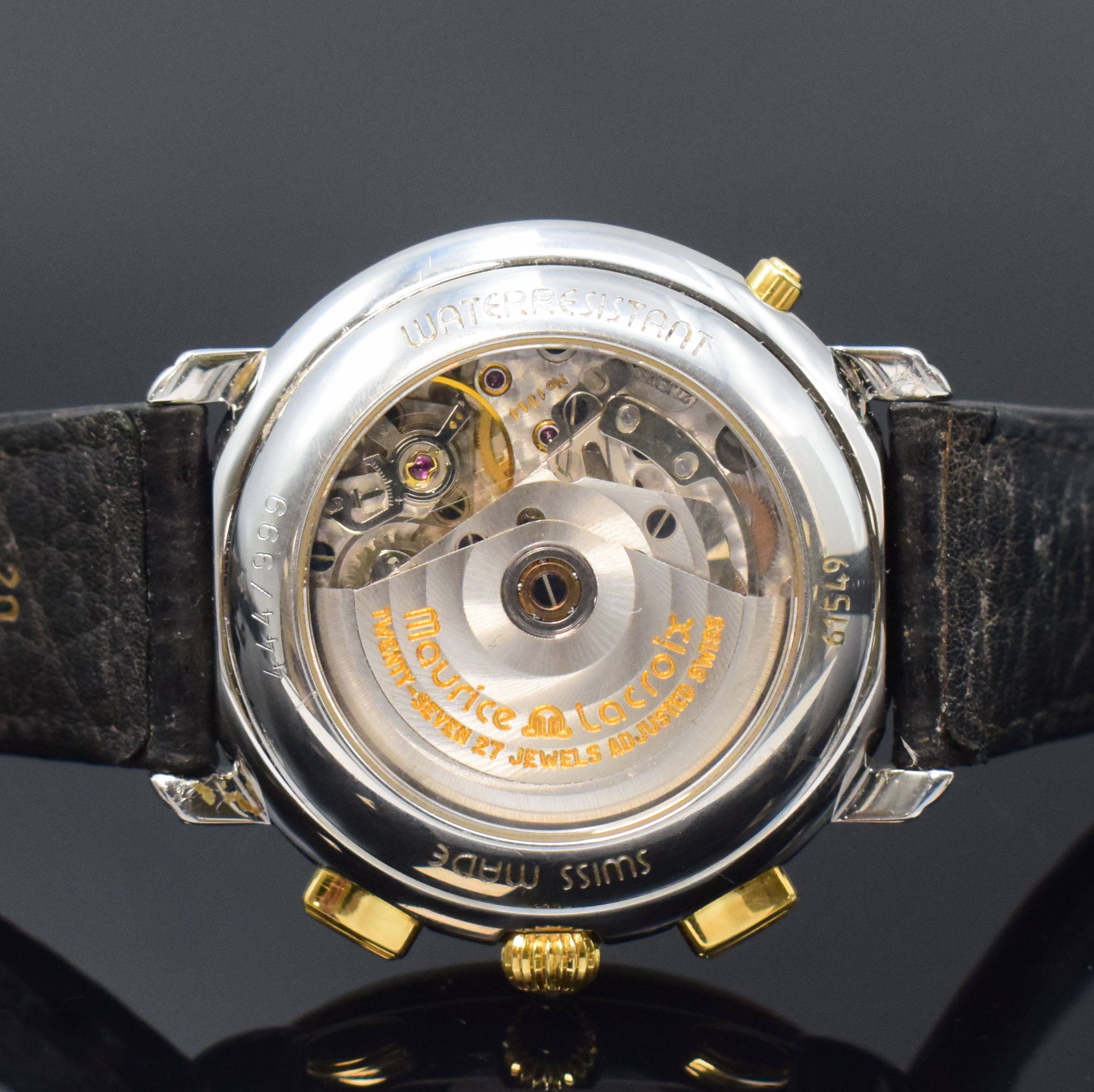 Detail g: MAURICE LACROIX auf 999 Stück limitierter Armbandchronograph Masterpiece Rattrapante in Stahl/Gold, Schweiz um 1995, Automatik, beids. vergl. Boden, ...