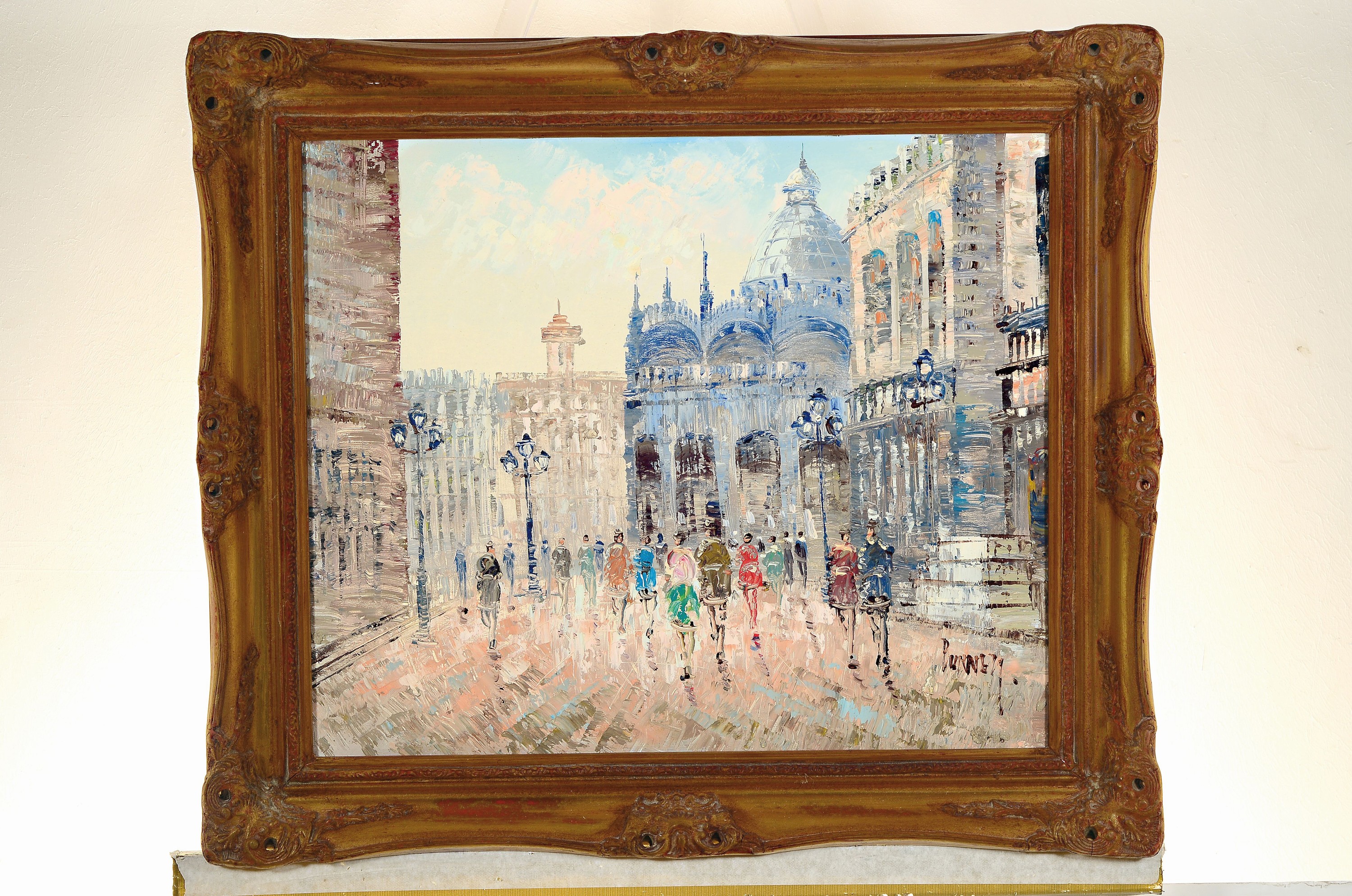 Detail k: Caroline C. Burnett, 1877-1950, Ansicht aus Paris, Montmartre mit Blick von Norden auf Sacre-Coeur, rechts unten signiert, Öl/Lwd, 50x60 cm, Rahmen ...