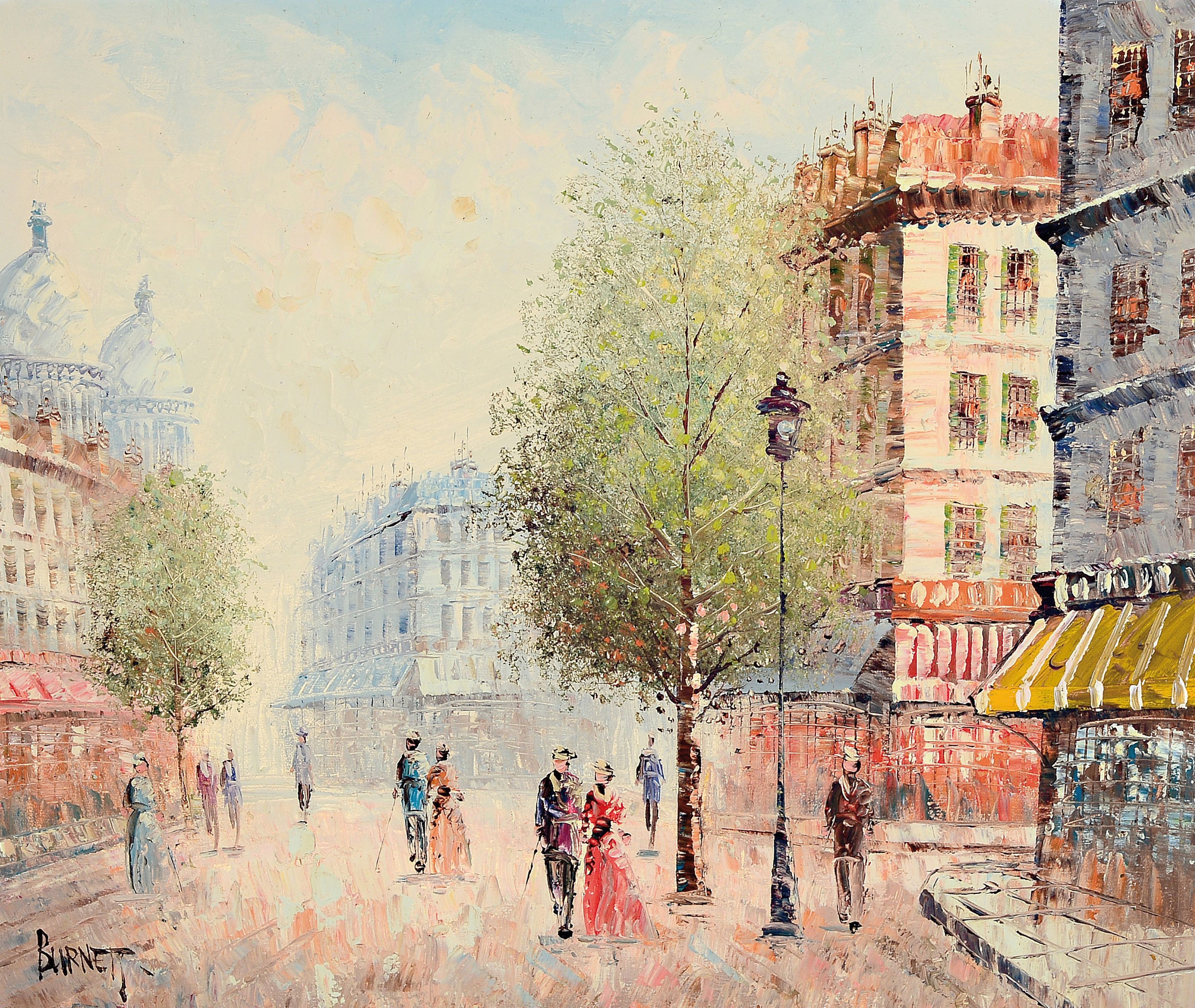 Caroline C. Burnett, 1877-1950, Stadtansicht aus Paris, wohl Montmartre, links unten signiert, Öl/Lwd, 50x60 cm, Rahmen 64x75 cm