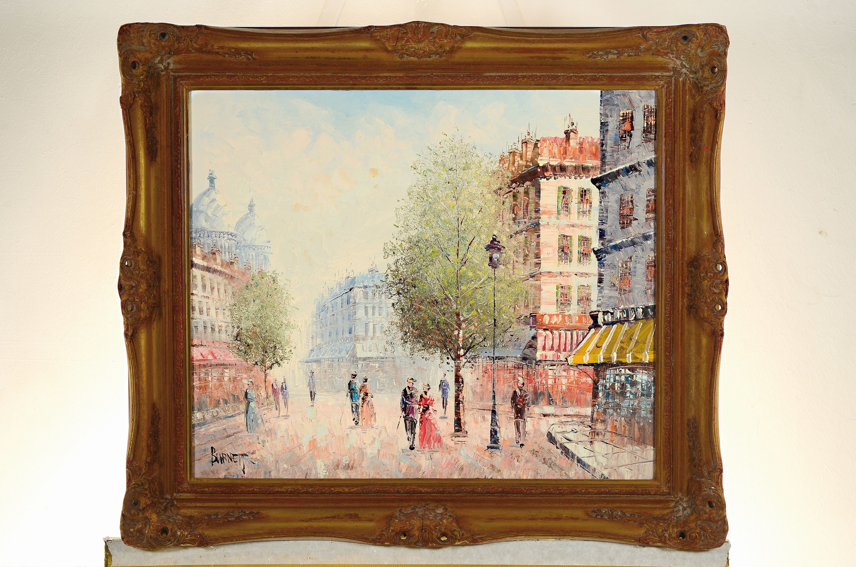 Detail k: Caroline C. Burnett, 1877-1950, Stadtansicht aus Paris, wohl Montmartre, links unten signiert, Öl/Lwd, 50x60 cm, Rahmen 64x75 cm