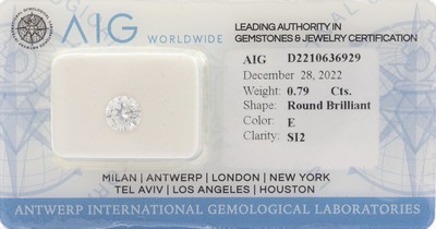 Image Loose brilliant approx. 0.79 ct, River E/si2, 5.99 x 5.92 x 3.55 mm, sealed, with AIG- ...