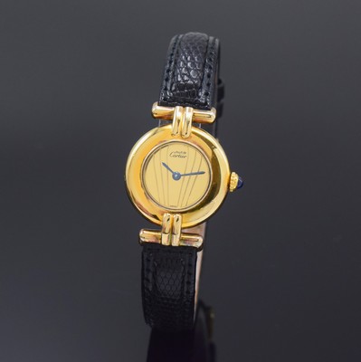 Image 26801429 - CARTIER ladies wristwatch Vermeil reference 590002, quartz, two piece construction gold- plated silver case, case back 2-times screwed down, jeweled crown, gilded dial with blued hands, diameter approx. 24 mm, condition 2-3