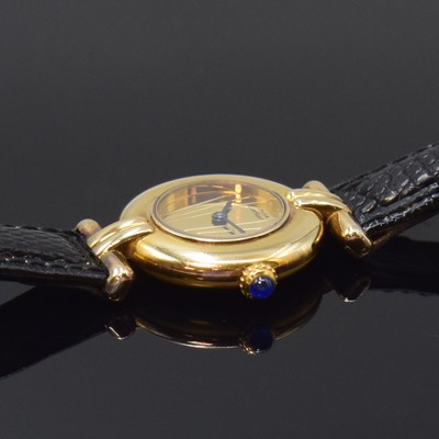 26801429b - CARTIER ladies wristwatch Vermeil reference 590002, quartz, two piece construction gold- plated silver case, case back 2-times screwed down, jeweled crown, gilded dial with blued hands, diameter approx. 24 mm, condition 2-3