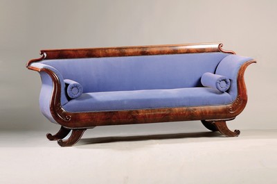 Image Sofa, Louis-Philippe, around 1860, solid mahogany frame, upholstered and covered, with 2 ...