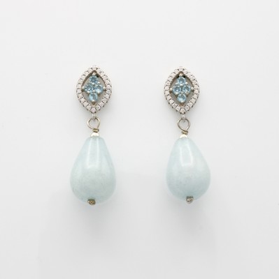 Image Paar Ohrgehänge mit Aquamarinen und Kristall- steinen