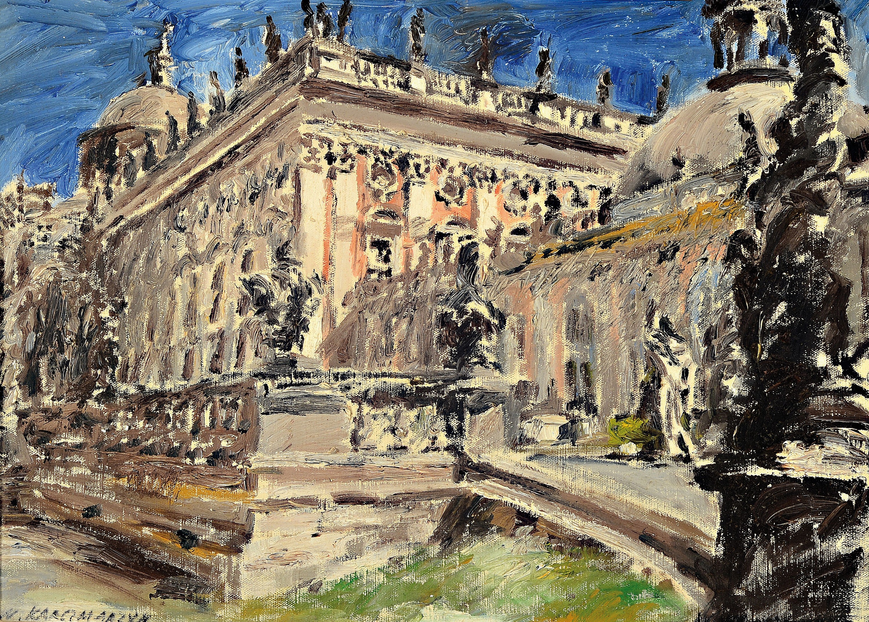 Wlodzimierz Karczmarzyk, geb. 1930, Potsdam neues Palais, Öl/Lwd, links unten signiert, ca. 40x57cm,R. ca. 57x67cm Studium an den Akademien Lubin ...