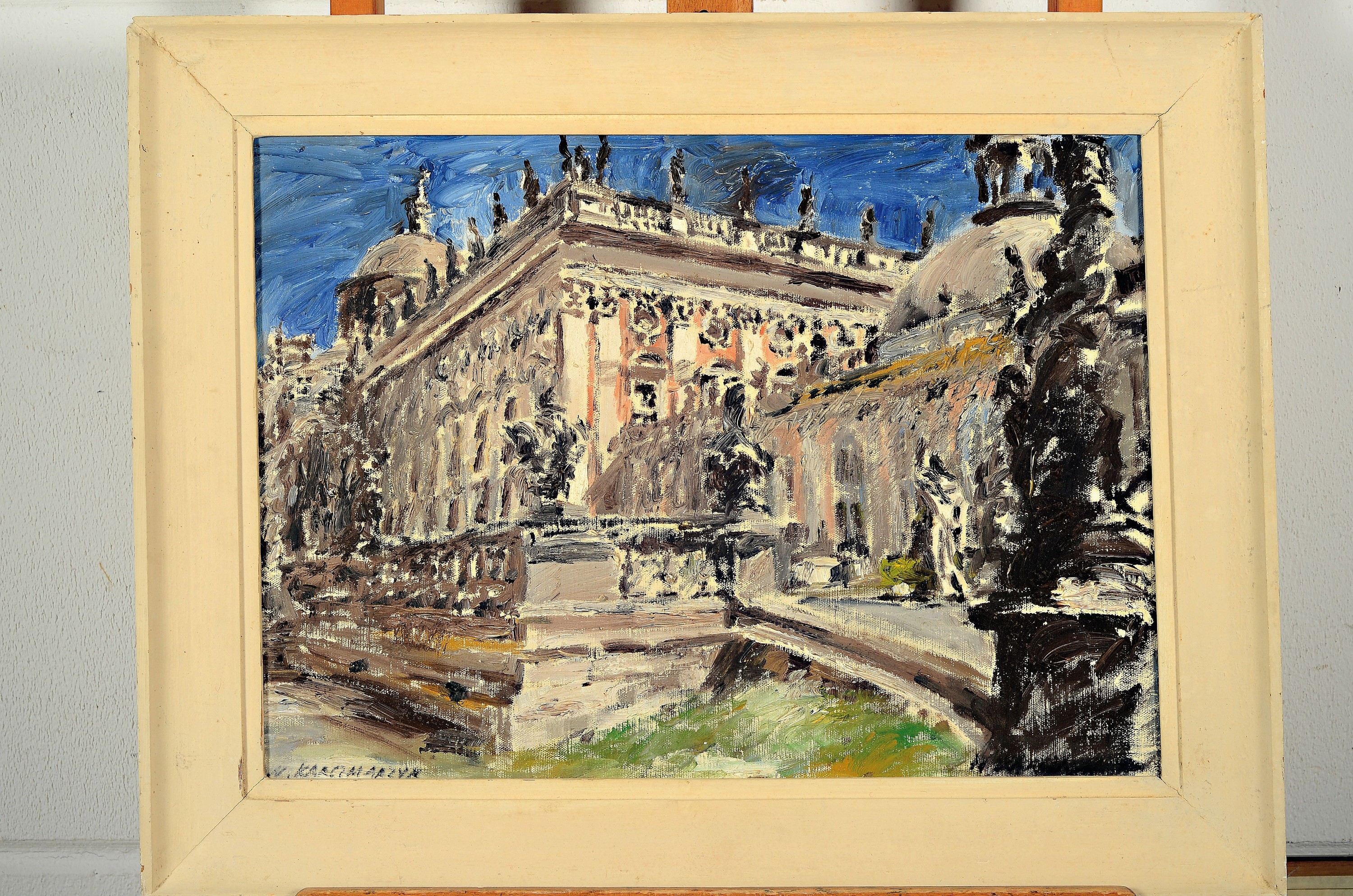 Detail k: Wlodzimierz Karczmarzyk, geb. 1930, Potsdam neues Palais, Öl/Lwd, links unten signiert, ca. 40x57cm,R. ca. 57x67cm Studium an den Akademien Lubin ...