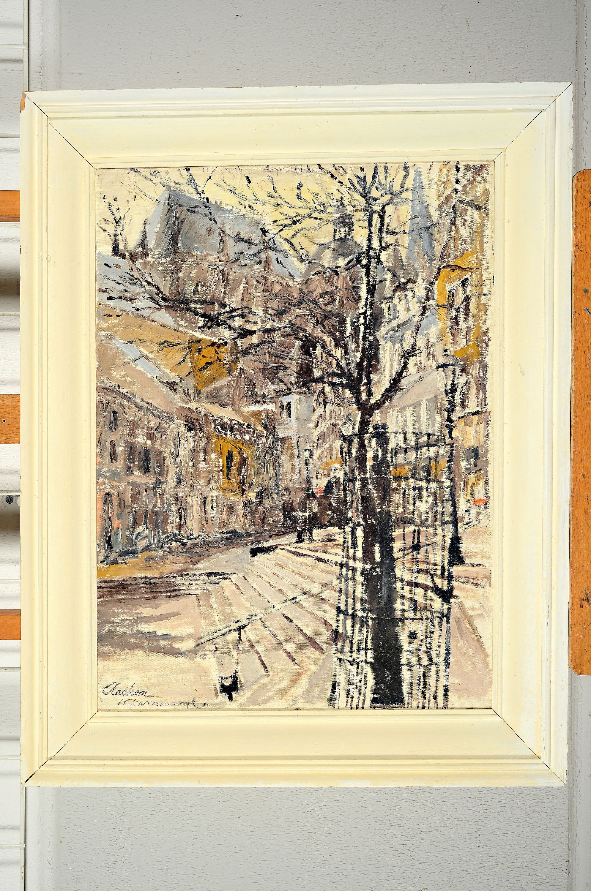 Detail k: Wlodzimierz Karczmarzyk, geb. 1930, Ansicht aus Aachen, Öl/Lwd, links unten sign., ca. 55x40cm, R. ca. 69x53cm, Studium an den Akademien Lubin und ...