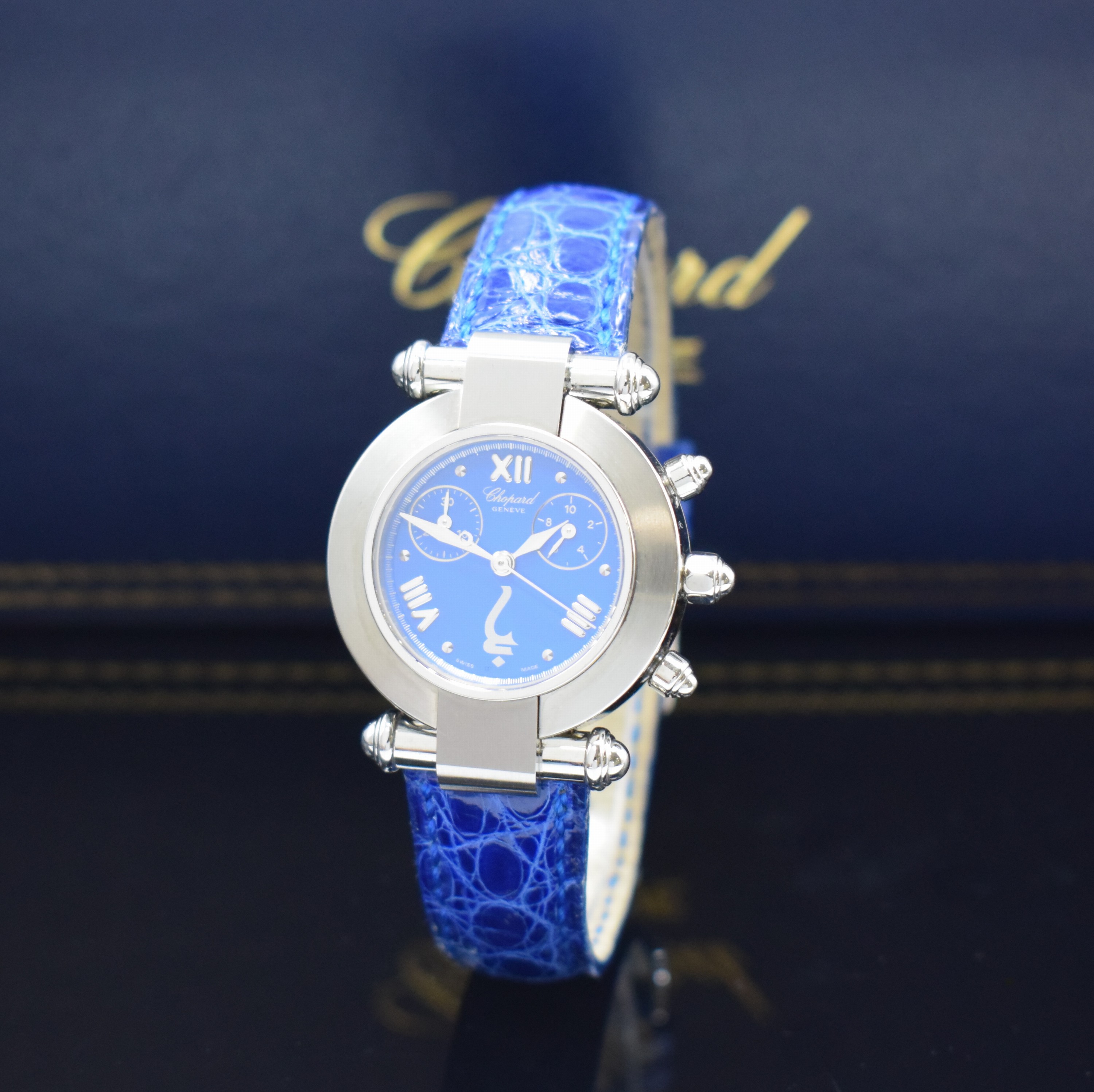 CHOPARD Imperiale Godolphin Edition Armbandchronograph in Stahl Referenz 8378, Schweiz um 2005, quarz, orig. Lederband m. Dornschl., Boden 8-fach ...