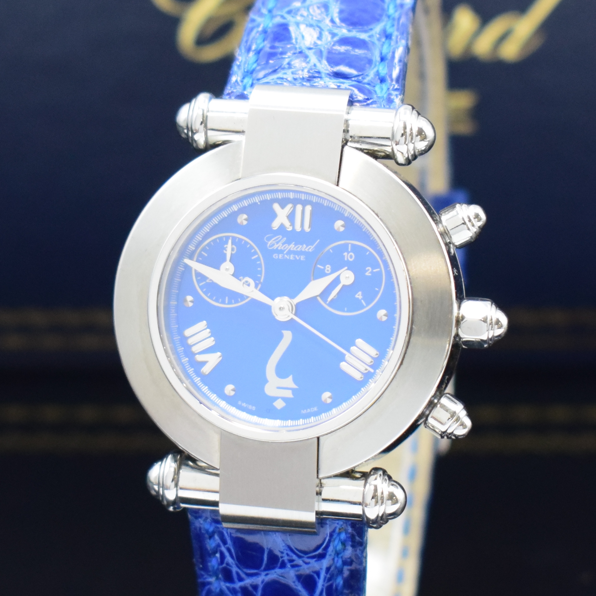 Detail a: CHOPARD Imperiale Godolphin Edition Armbandchronograph in Stahl Referenz 8378, Schweiz um 2005, quarz, orig. Lederband m. Dornschl., Boden 8-fach ...