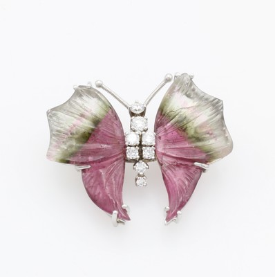 Image Brosche "Schmetterling" mit Turmalinen und Brillanten, WG 750/000, Turmaline ...