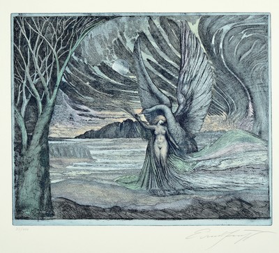 Image Ernst Fuchs, 1930-2015, 2 color etchings, #"Leda and the Swan#" Ed. 37/250, ...