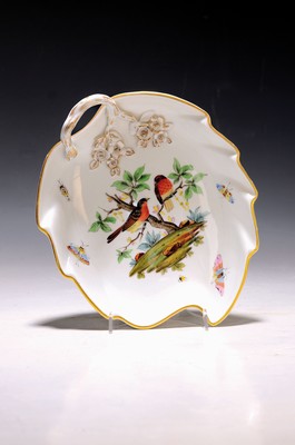 Image Leaf bowl, Meissen, around 1810/20, bird decoration, branch handle with applied flowers, ...