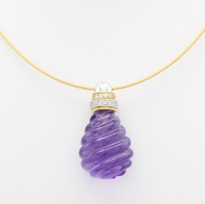 Image Anhänger mit Amethyst und Brillanten an Edelstahlreif, GG 750/000, Brill. zus. ca. ...