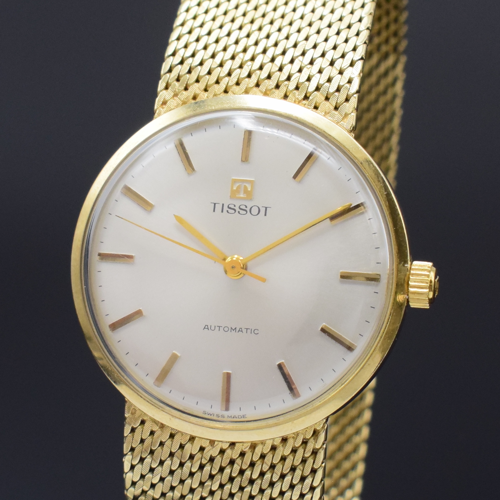 Detail a: TISSOT Herrenarmbanduhr in GG 585/000, Schweiz um 1965, Automatik, Boden aufgedr., vers. Zifferbl. m. gold. Std.-Ind., gold. Zeiger, Kal. 783, 21 ...